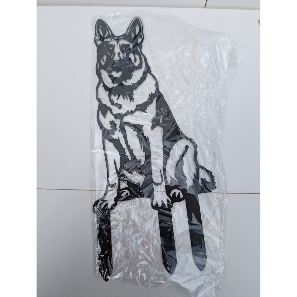 German Shepherd Garden Stake Black Silhouette Dog Yard Art Decor New